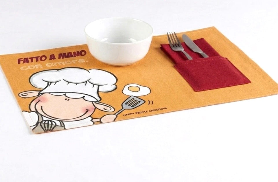 Coppia tovagliette colazione con tovagliolo -   Amore by Happy People