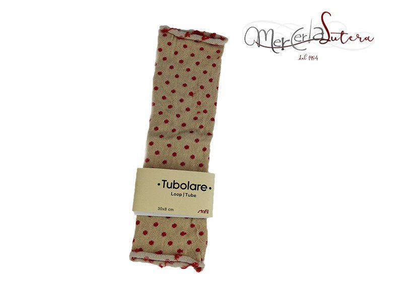 Tubolare Stafil Pois Beige-Rossi