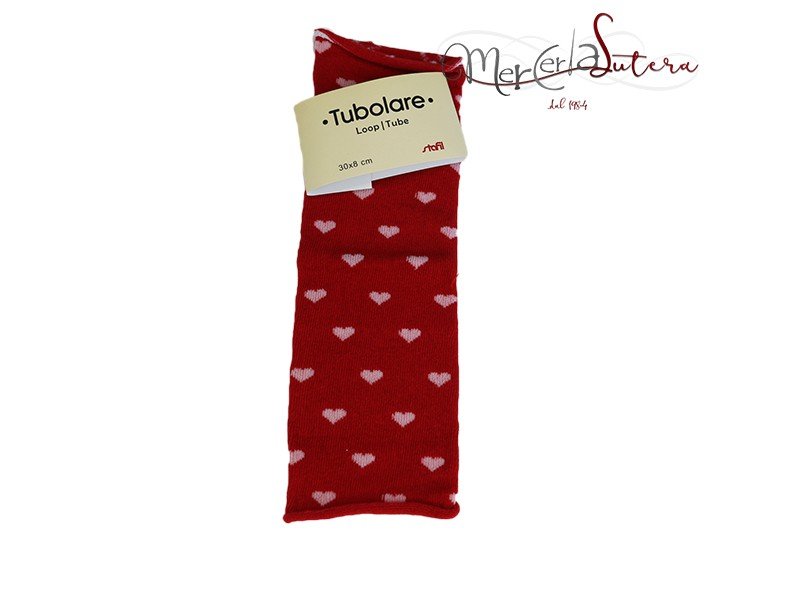 Tubolare Stafil Rosso Cuori Bianchi