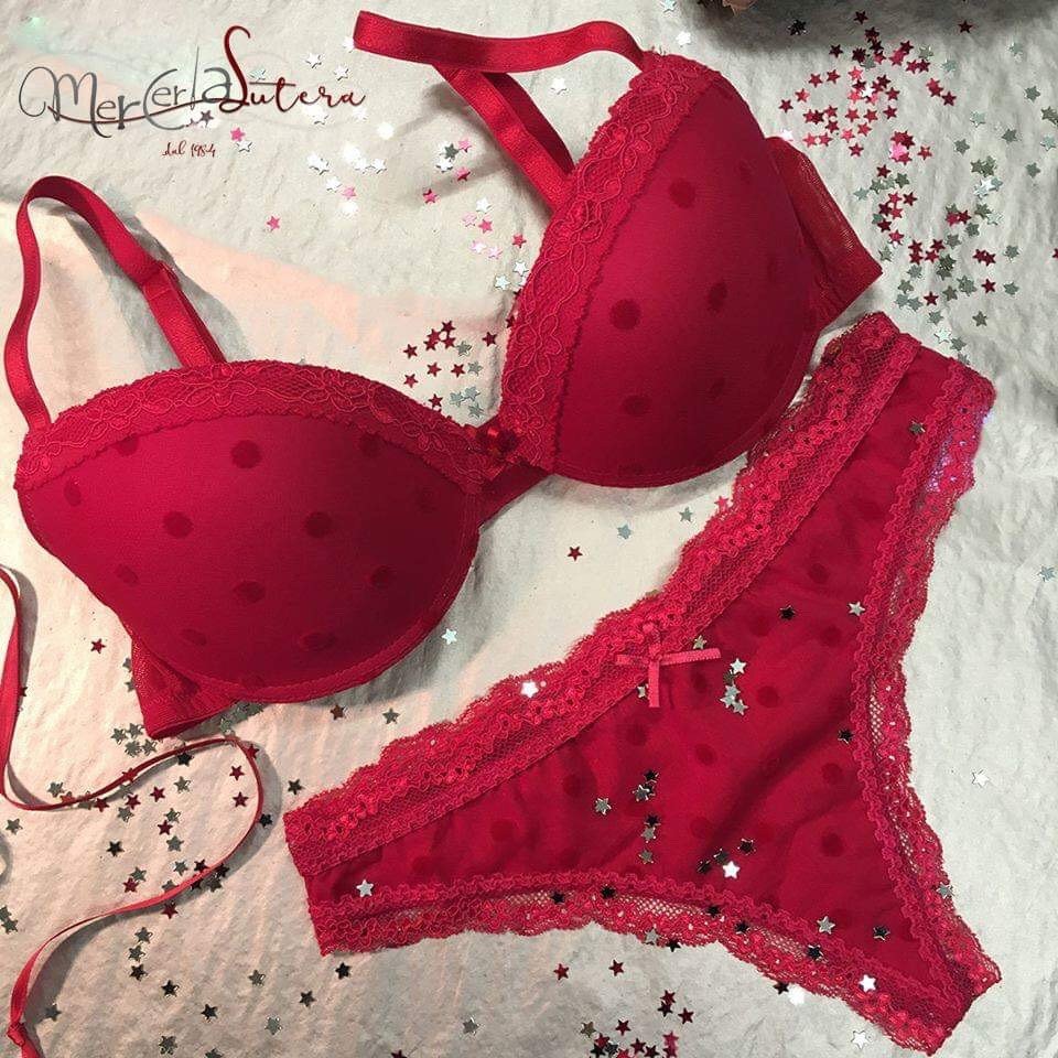 Completo Intimo Rosso Pois