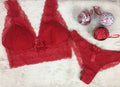 Completo Intimo Rosso Bralette in pizzo