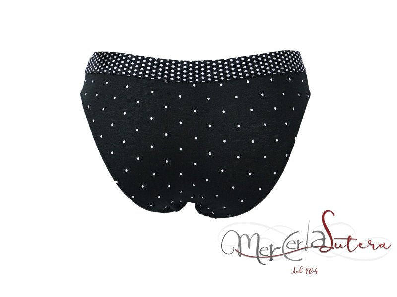 Slip donna pois con inserti in tulle
