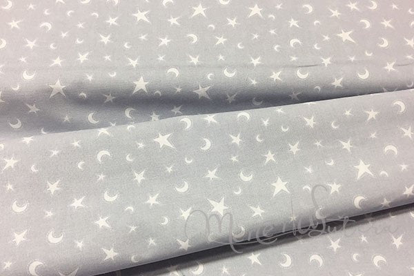 Tessuto in cotone stampa luna e stelle