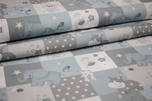 Tessuto Baby cotone elefantini