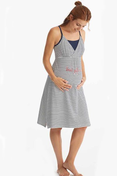 Camicia da notte Maternity spalline sottili righe - Promise