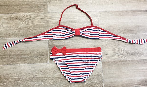 Bikini bimba righe con fiocco