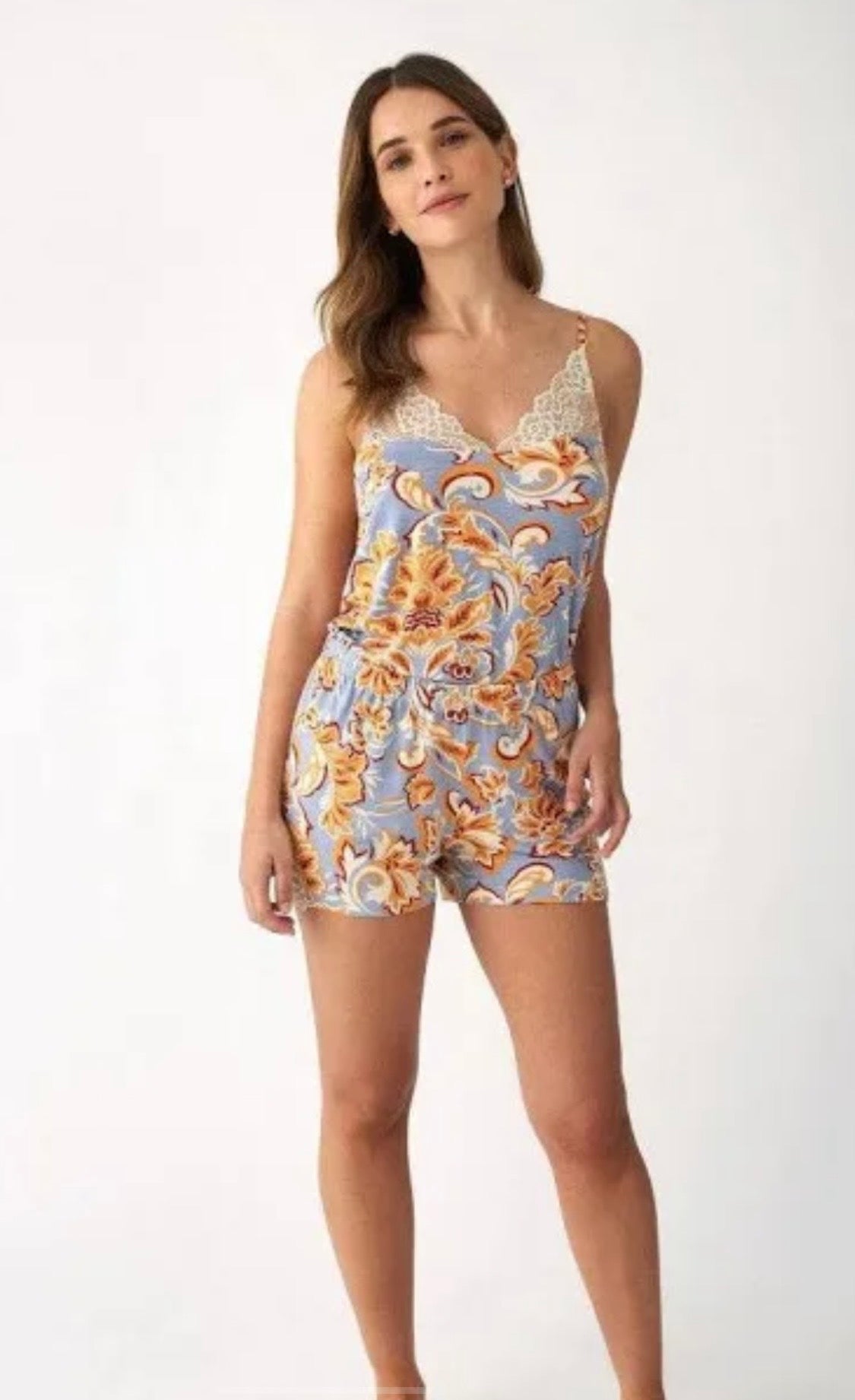 Pigiama donna spallina sottile con pizzo - Promise