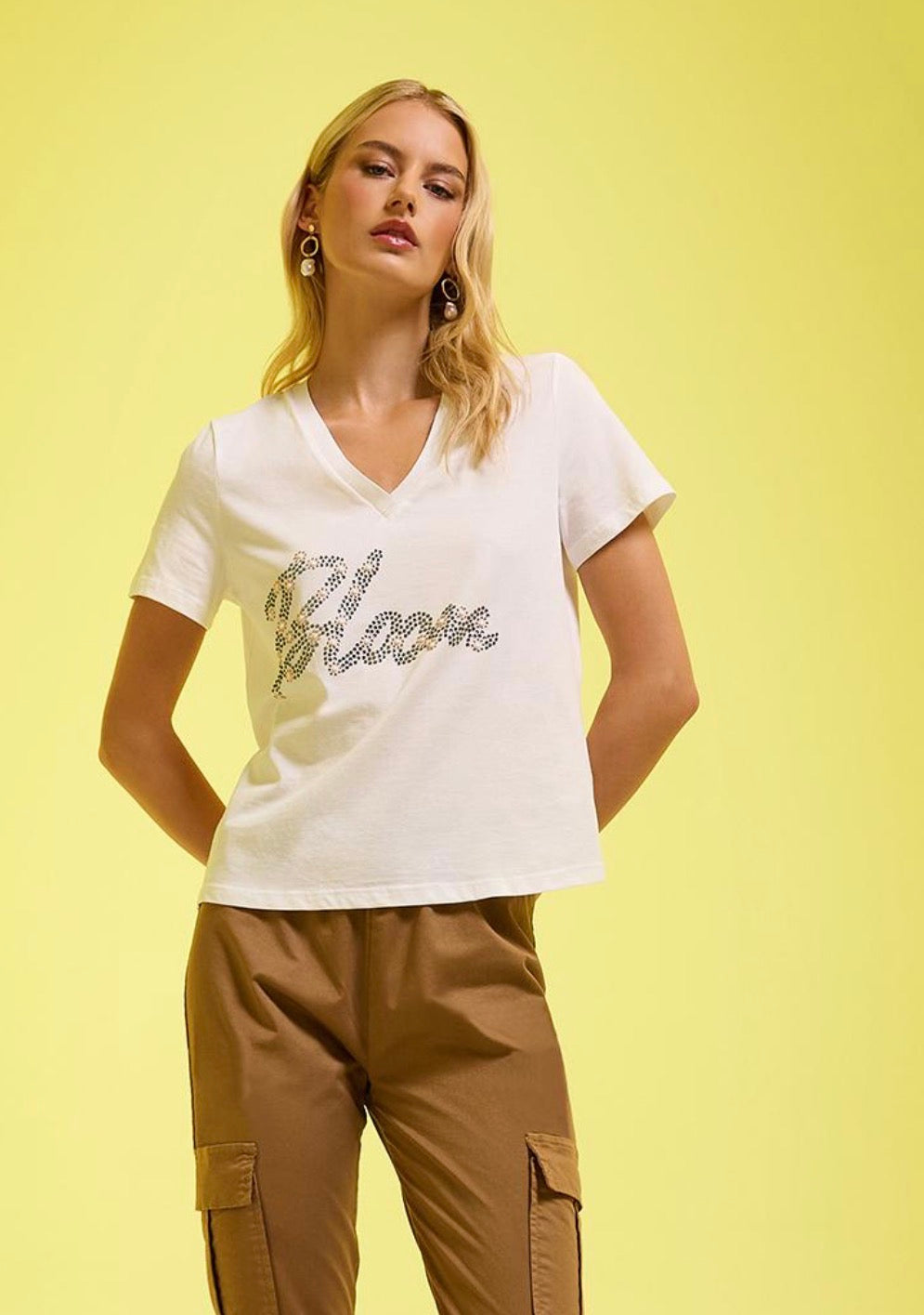 T-shirt scollo a V Bloom