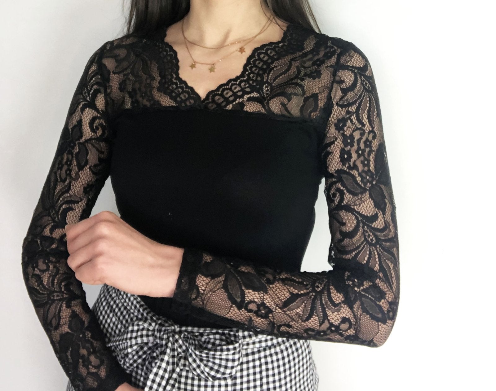 Maglia in pizzo a V - Promise
