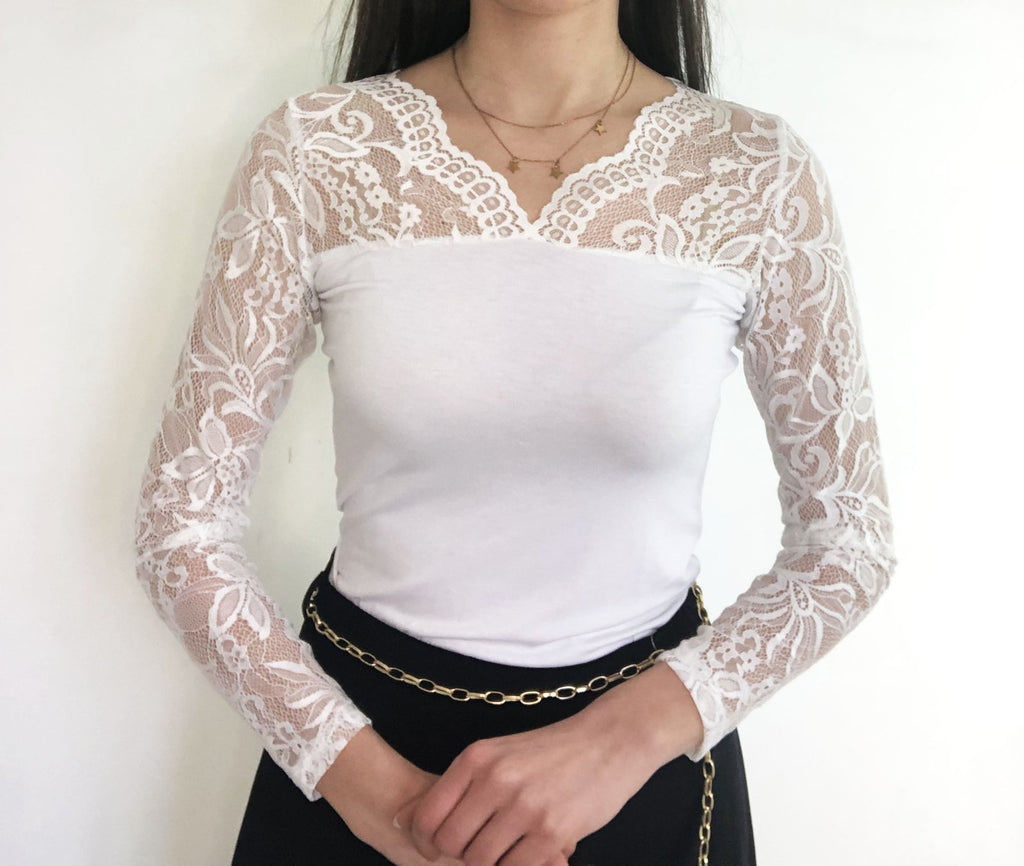 Maglia in pizzo a V - Promise
