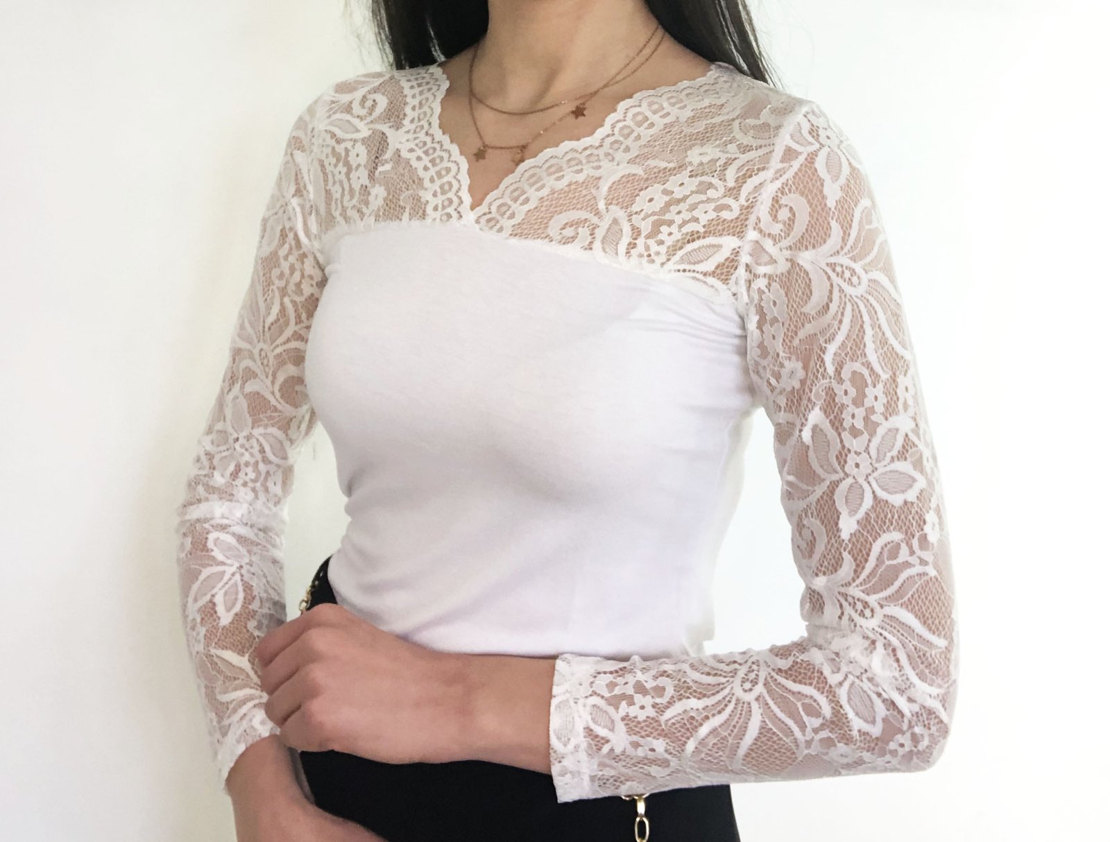 Maglia in pizzo a V - Promise