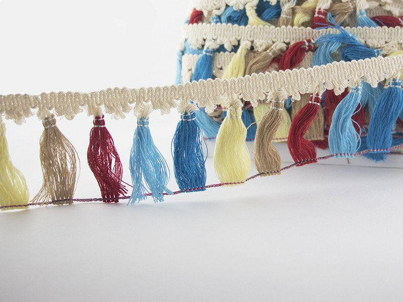 Passamaneria fiocchetti panna-multicolor