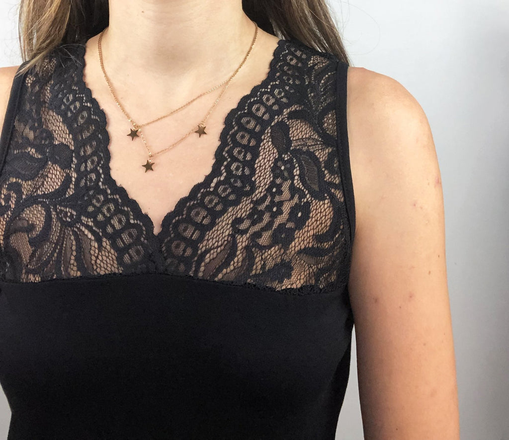 Canotta con pizzo scollo a V - Promise