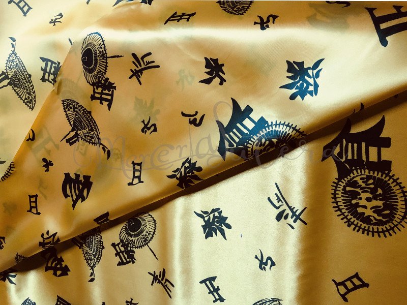 Tessuto raso stampa orientale - h. 150 cm