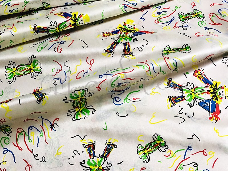 Tessuto in raso stampa clown - h. 150cm