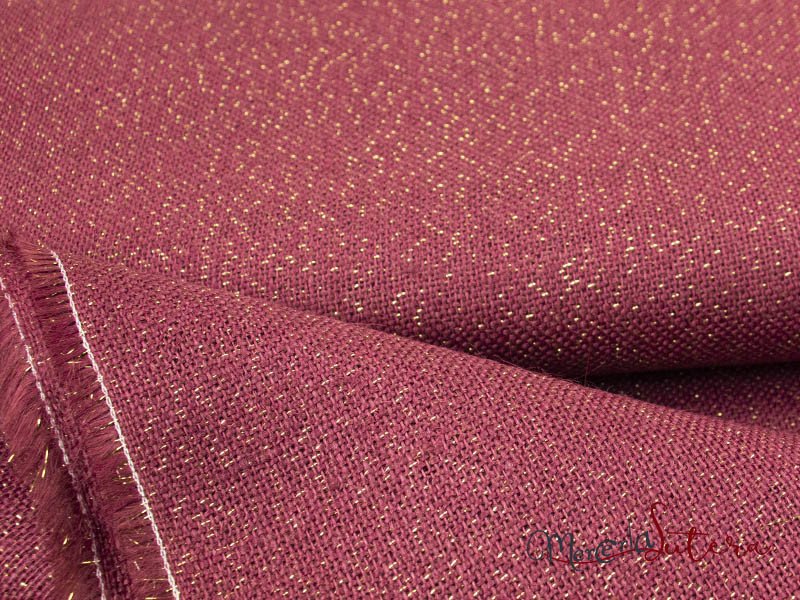 Tessuto juta rosso lurex oro