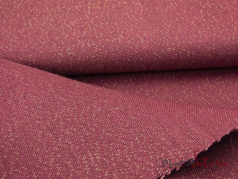 Tessuto juta rosso lurex oro