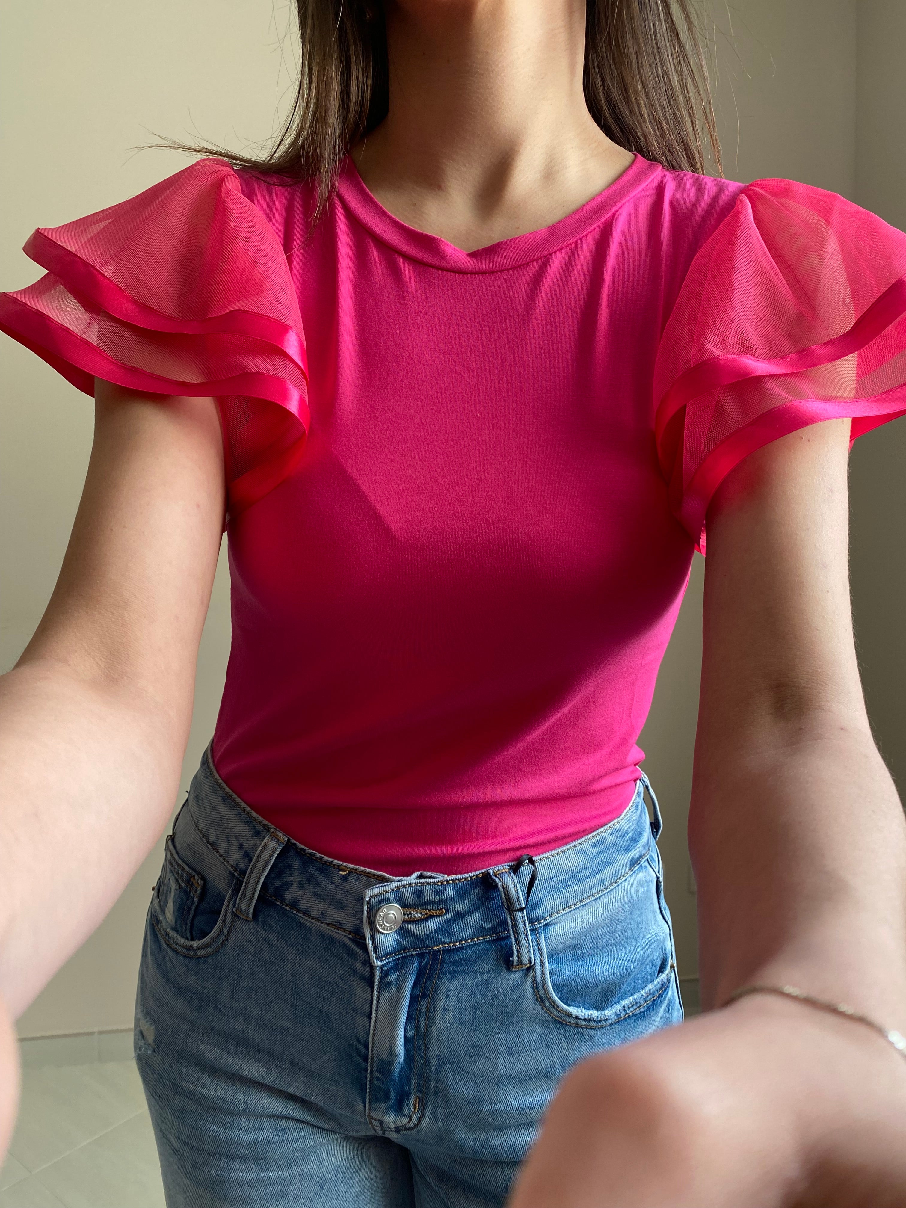 T-shirt maniche in tulle