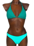 Bikini triangolo tinta unica double face - Linea Mare Blu