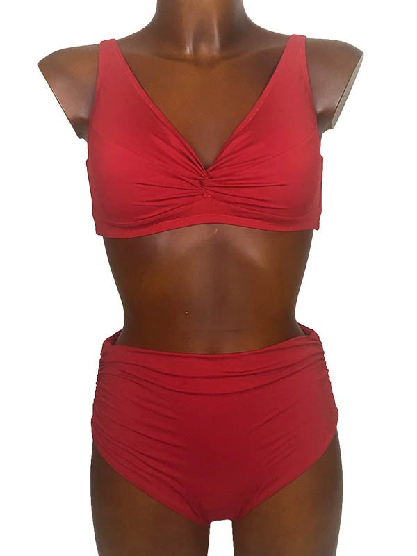 Bikini triangolo + slip vita alta - LINEA MARE BLU