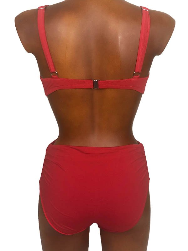 Bikini triangolo + slip vita alta - LINEA MARE BLU