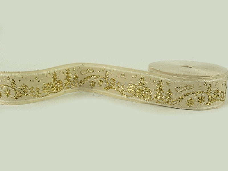 Nastro Tirolese natalizio con disegno oro