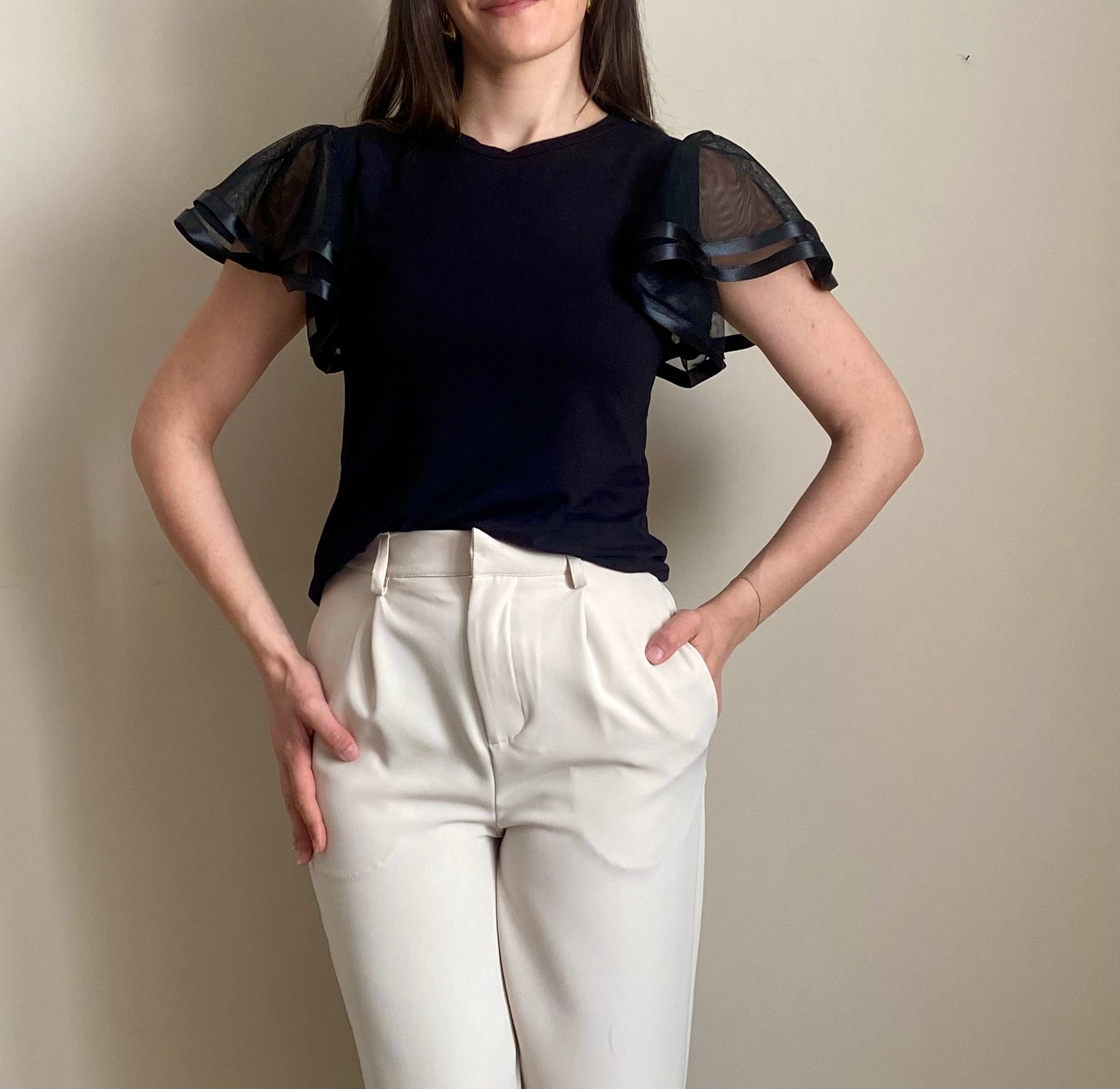 T-shirt maniche in tulle