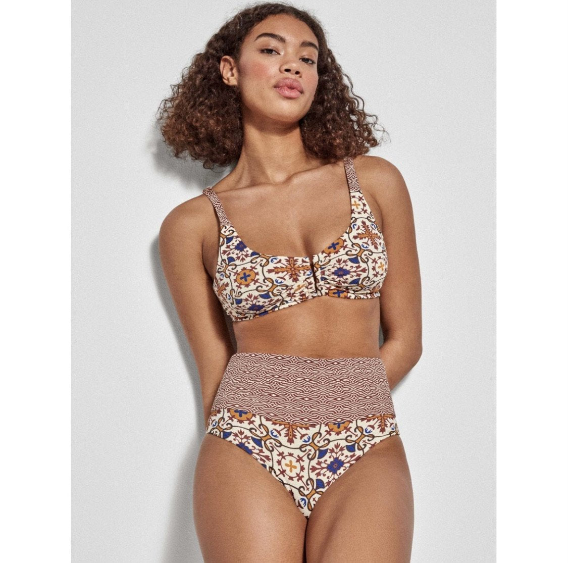 Bikini etnico con slip vita alta - Coppe C/D - GISELA