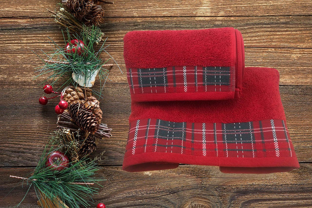 Coppia asciugamani set 1+1 Natale Scozzese - Maè by ViaRoma,60