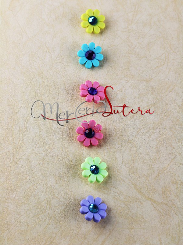 Bottoni fiori - confezione da 5 vari colori