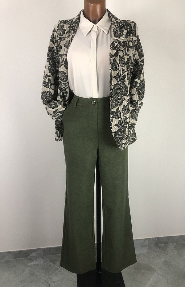 Giacca jacuard fiori verde - Naif