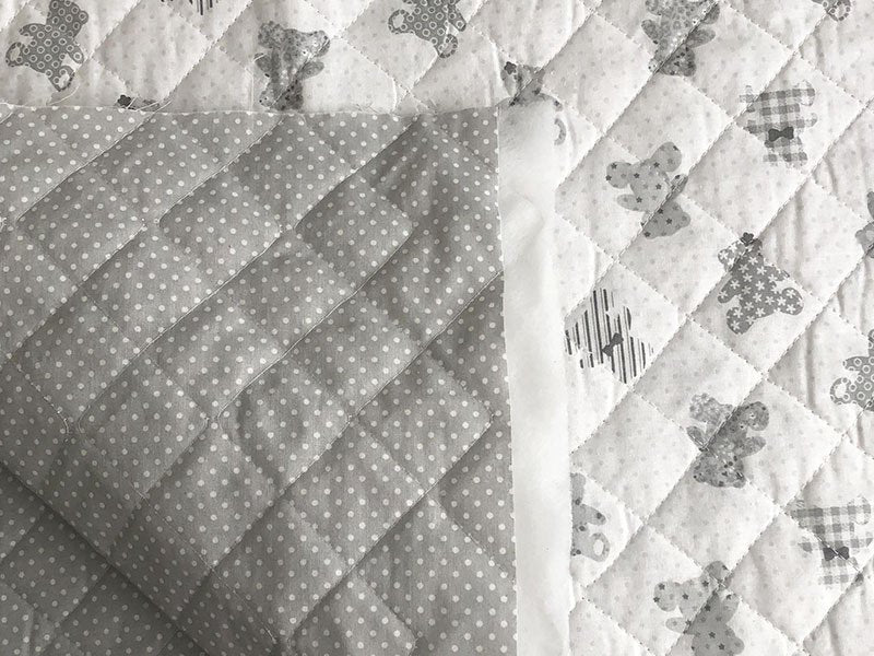 Tessuto trapunta orsi e pois Double face