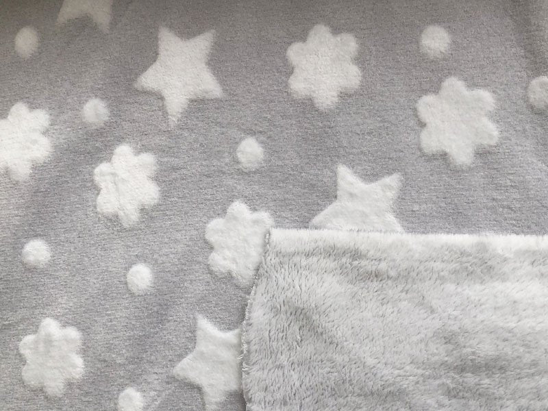 Tessuto baby in pile coral Luna/stelle e pois