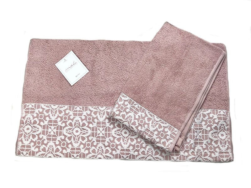 Coppia asciugamani set 1+1 balza ricamo macramè - Maè by ViaRoma,60