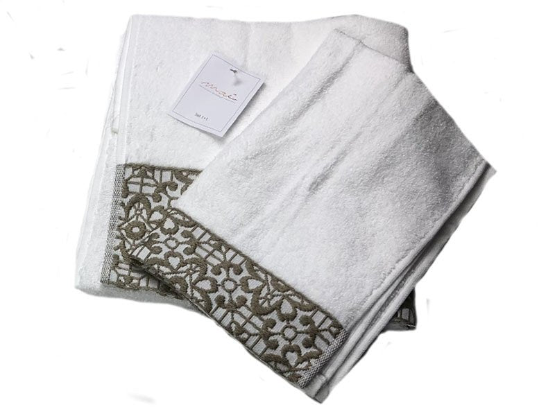 Coppia asciugamani set 1+1 balza ricamo macramè - Maè by ViaRoma,60