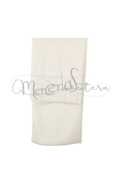 Stola Basic con Frangia e passamaneria Panna