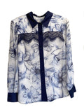 Camicia in organza con inserto in pizzo