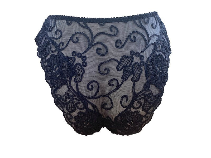 Slip vita alta ricamo su tulle - Ambra -1326