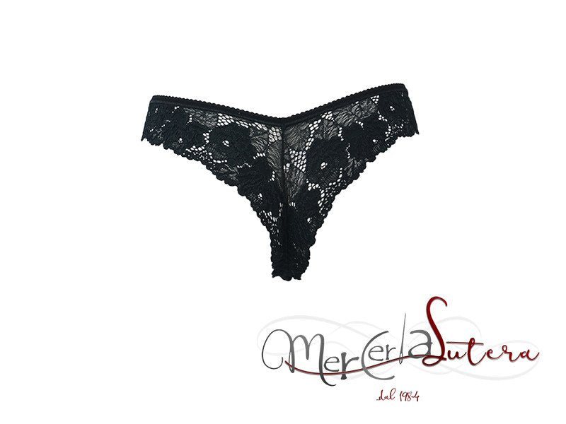 Slip brasiliano in cotone e pizzo - COTONELLA