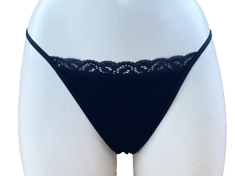 Slip perizoma in cotone con inserto in pizzo