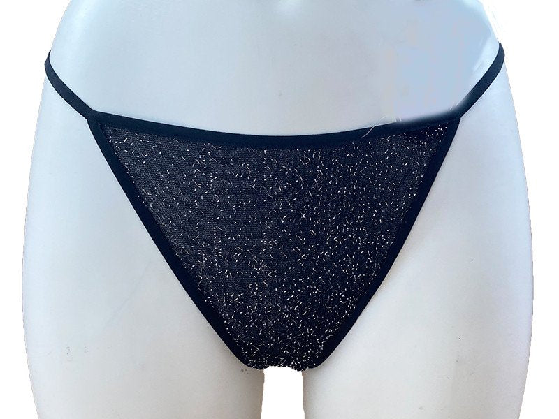 Slip perizoma lurex nero argento