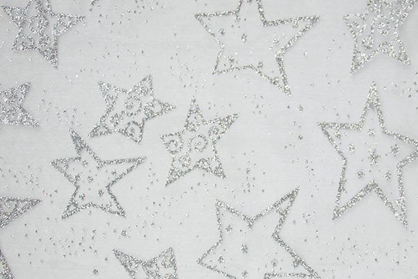 Organza Glitter Stelle Argento