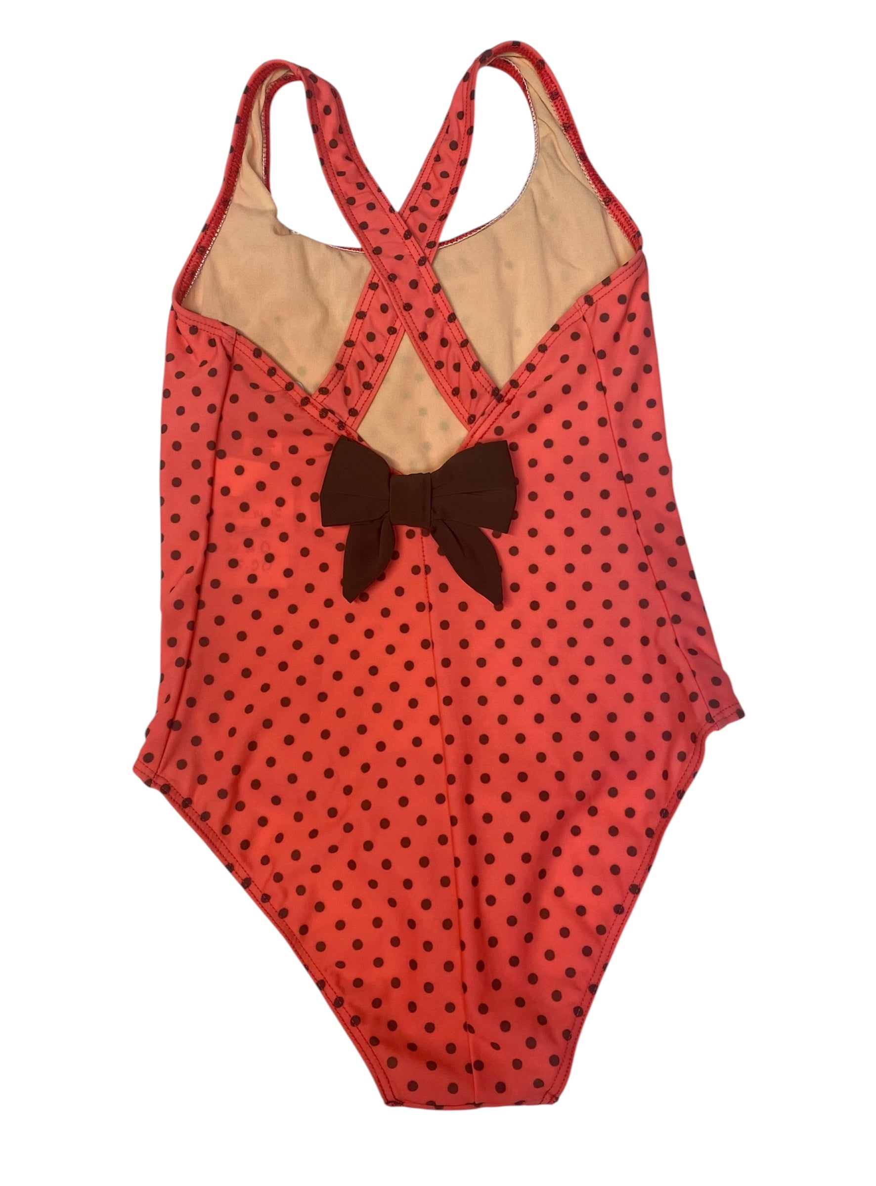 Costume intero bambina pois e fiocco